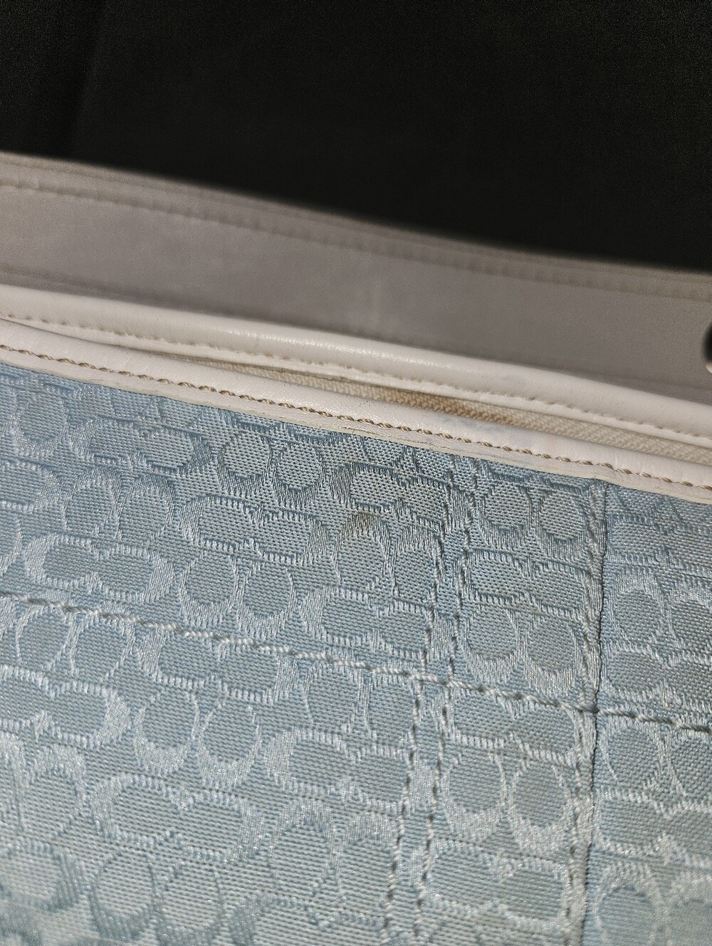 Coach Vintage Y2K Blue White Signature Monogram Canvas Leather Soho Shoulder Bag - Picture 14 of 16